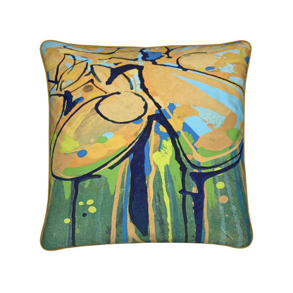 Daffodil Delight Soft Velvet Cushion with Piping Detail