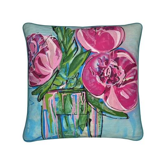 Peony Soft Velvet Cushion with Piping Detail