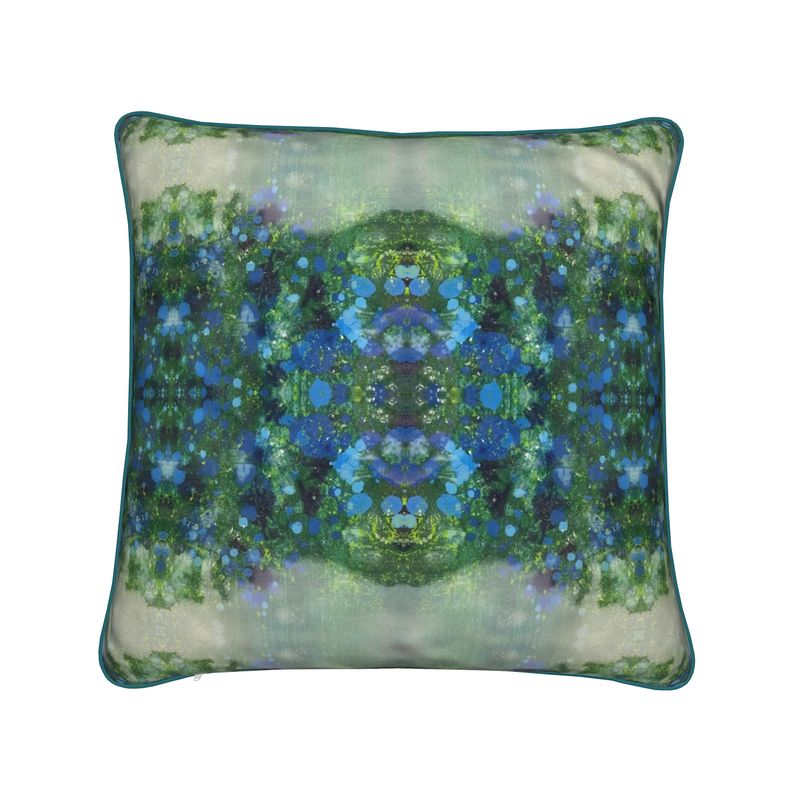 Bluebell View Soft Velvet Cushion with Piping Detail