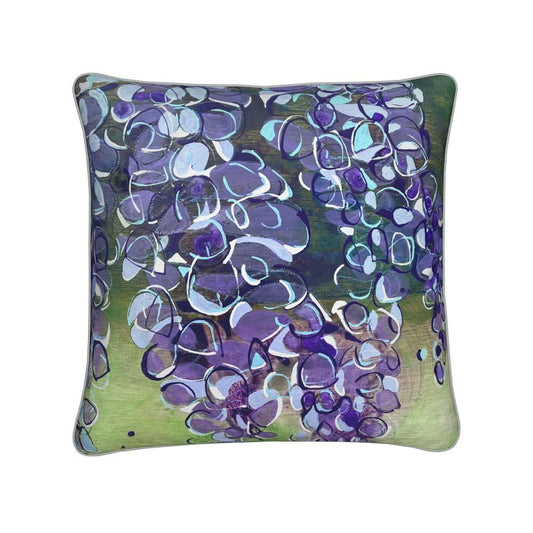 Lilac String of Lights Soft Velvet Cushion with Piping Detail