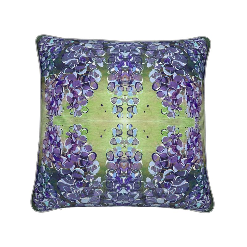 Lilac String of Lights Soft Velvet Cushion with Piping Detail