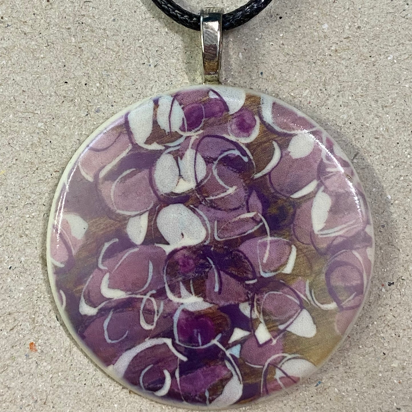 Porcelain Lilac Wisteria Circle Necklace