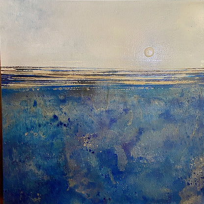 Blue Gold Sun Original Painting